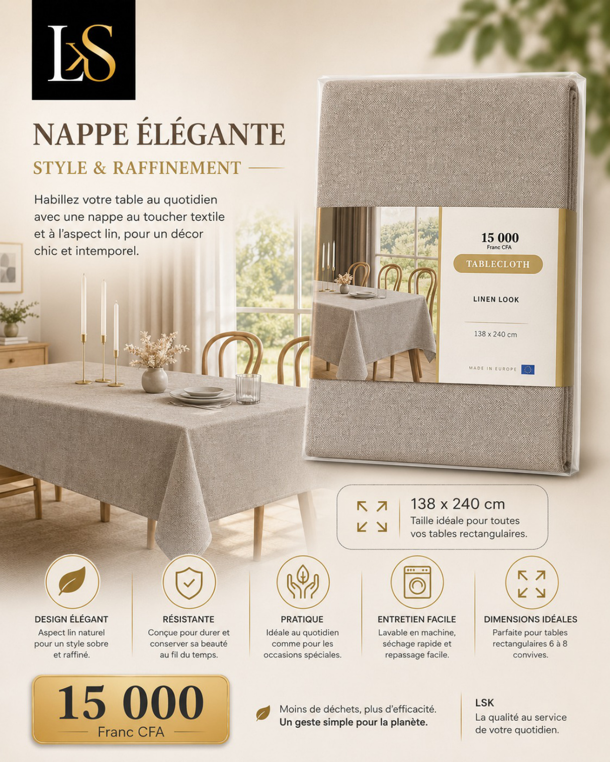 Nappe élégante 138 x 240 cm