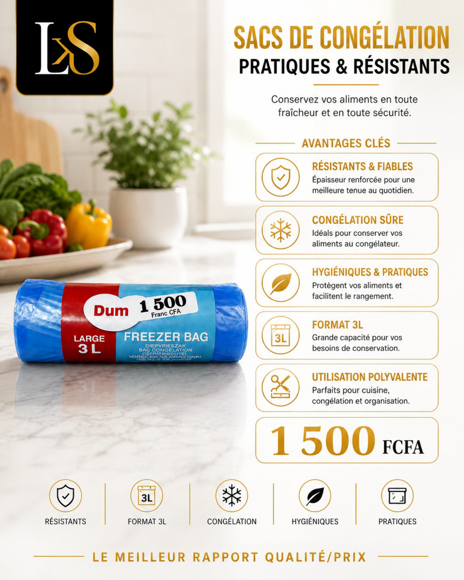 Sacs de congélation 3L